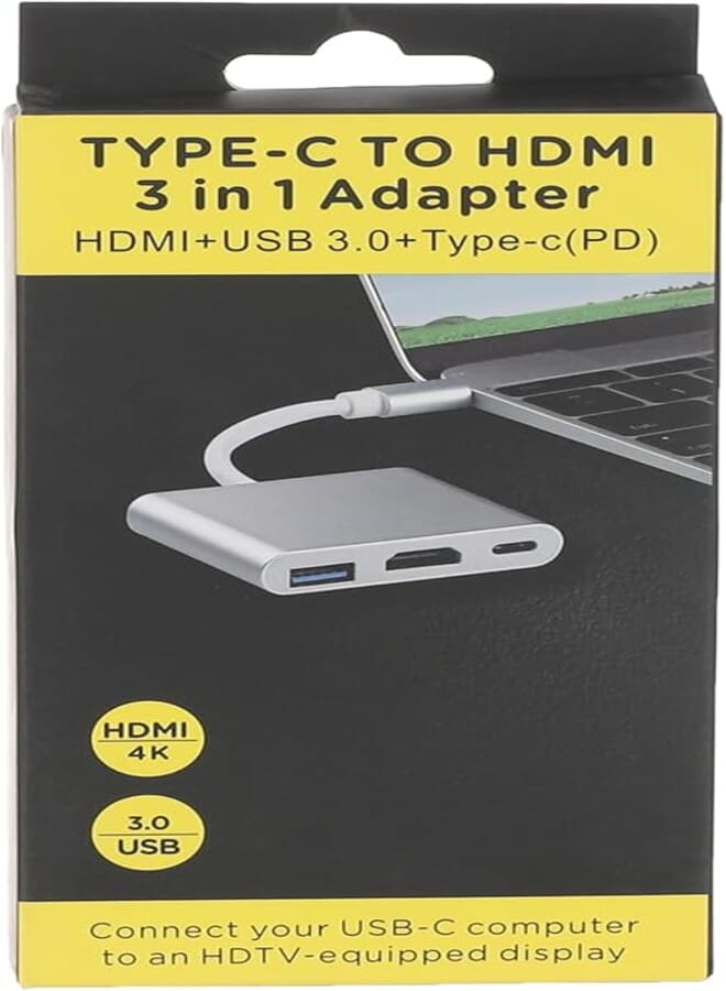 usb-c to hdmi adapter,usb 3.1 type c to hdmi 4k multiport av converter with usb 3.0 port and usb c charging port(silvery), 991